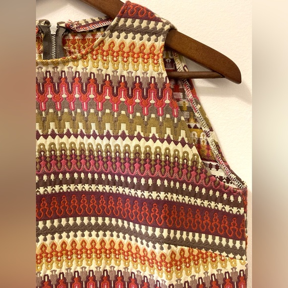 A-line sleeveless mini dress.  70’s style.  Beautiful colors! - Picture 2 of 7